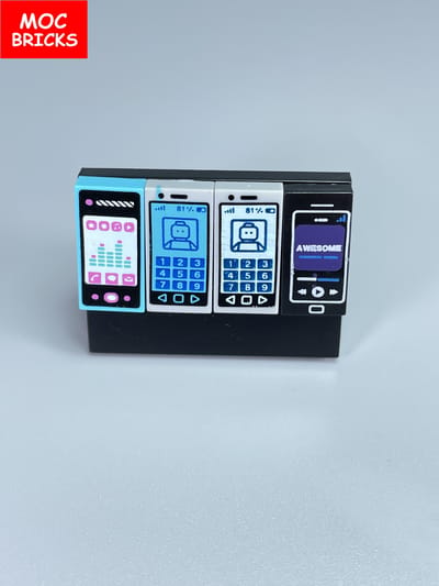 10 stuks/partij MOC STEENTJES Telefoon Computer muziek Bedrukte Tegel kinderspeelgoed cadeaus Bouwstenen black