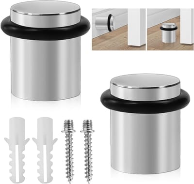 Deurstoppers Set - Bodem stoppers - Muren beschermen - Schroefbevestiging - 2 stuks - Zilver Zwart