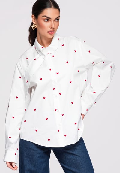OMBRE Overhemd - Regular Fit - Katoen - Lange Mouw Wit ONESIZE