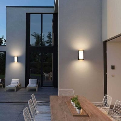HOFTRONIC Jasper LED wandlamp - 12 Watt 1200 lumen - 3000K warm wit - IP54 waterdicht - Zwart - Binnen en buiten - Klassieke Wandlamp