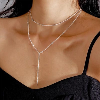 Nouveau Collier Ras-du-cou Tendance Double Couche Long Collier Pendentifs Ronds Entièrement en Zircon pour Femme Cadeau Bijoux de Mariage Vente en Gros brown