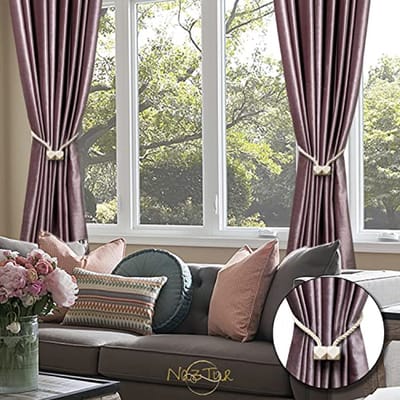 Magnetische gordijnbinders voor raamdecoratie - Dikker draaistouw en sterke magneet - Handgemaakte tiebacks (Beige, 4 stuks)