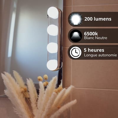 Spiegellamp LED met 200 Lumen en Zuignappen – Neutraal Wit voor Perfecte Belichting