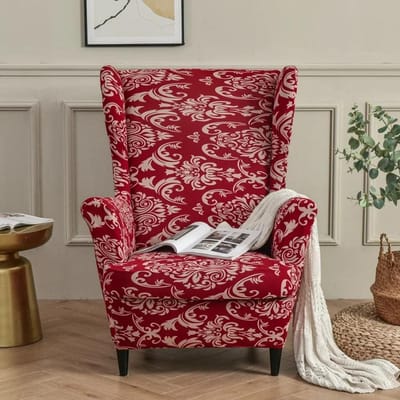 Elastische Beschermhoes met Bloemenprint Stretch voor Wingback Stoelen Fauteuil met Vleugels Bankhoes Slipcover Meubelbeschermer