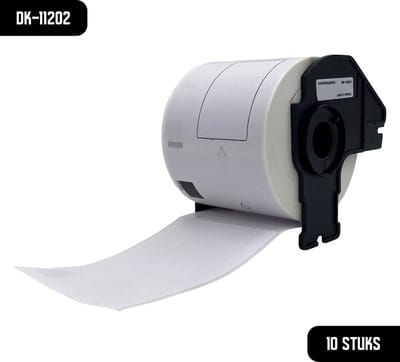 DULA Brother Compatible DK-11202 - Voorgestanst verzendlabel - 10 rollen - 62 x 100 mm - 300 labels per rol - Zwart op wit - Papier