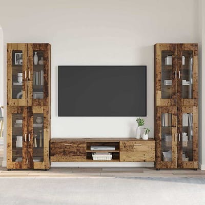 vidaXL - Tv-meubelset - FLORIN - 3 - st - Oudhout - Bewerkt - hout