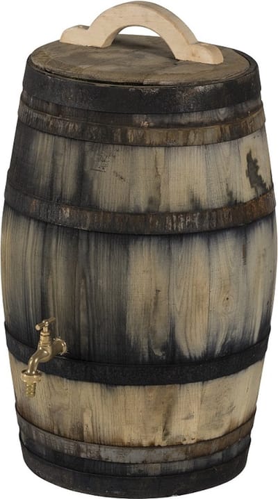 Regenton nieuw "oud gemaakt" 50 L. incl. kraan, los deksel, handvat en gat voor vulautomaat / Houten Regenton
