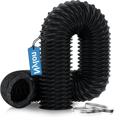 Ø75 mm Afvoerpijp, 2.5 m Flexibele Nylon Aluminium Slang met 2 Slangklemmen, Warmtebestendig voor Vloerverwarming, Afzuigventilator en Ventilatiesysteem, Zwart