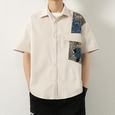 Zomer Kortmouwig Shirt Heren Nieuw Casual Vijfkwartmouwig Revers Werkkleding Shirt Herenjas 3XL white