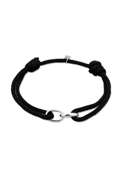 KUZZOI - Armband - Heren schakels ovaal met nylon in 925 sterling zilver - Heren