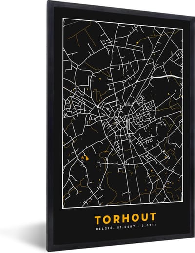 Fotolijst incl. Poster - Stadskaart - Plattegrond - Goud - Torhout - Kaart - 40x60 cm - Posterlijst