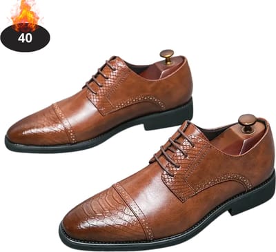Livano Nette Schoenen Heren - Business Schoenen - Bruiloft - Kantoorschoenen - Met Veters - Donkerbruin - Maat 40
