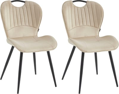 Colenis® - Alico Eetkamerstoel - Set Van 2 - Beige - Velvet - Design