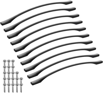 SOTECH 10 stuks aluminium meubelgrepen BLACKLINE XV BA 320 mm mat zwart (lengte 356 mm, breedte 13,5 mm, hoogte 30 mm) beugelgrepen keukengrepen