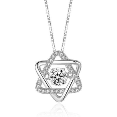 Nieuwe 925 Sterling Zilveren Dames Ketting Blauwe Kristal Vijfhoekige Ster Hanger Mode Kleine Verse Sleutelbeen Ketting Sieraden Cadeau white