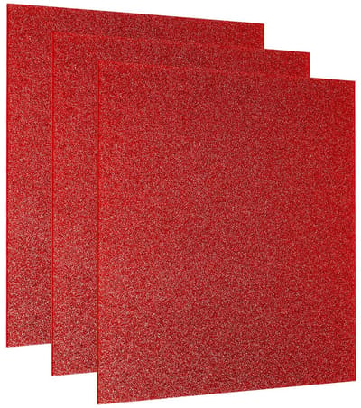 Acrylvellen met Glitter - Kunststof Platen - Hobby en Knutselen - Duurzaam PMMA Materiaal - 20 x 20 cm - Rood