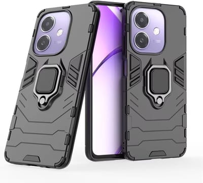 MobyDefend Hoesje - Geschikt voor Oppo A60 5G / Oppo A40 / Oppo A40m - Dubbelgelaagde Pantsercase Met Standaard - Zwart