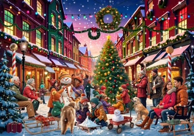Bluebird Puzzle kerstpuzzel Christmas Street - 2000 stukjes karton.