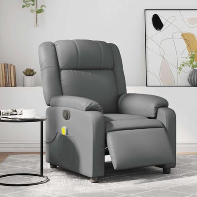 vidaXL - Massagestoel - verstelbaar - elektrisch - kunstleer - grijs