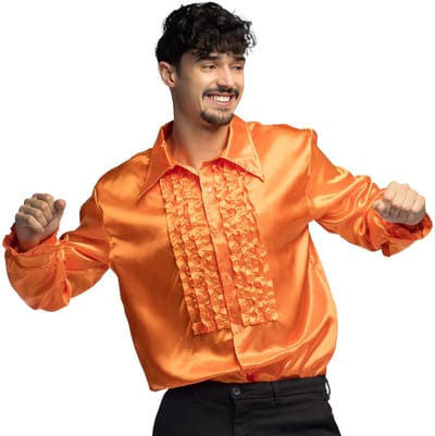 Voordelige oranje rouche blouse M