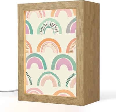 Nachtlampje 15x20 cm - Kinder lampje - Regenboog - Pastel - Patroon - Tafellamp kinderkamer - Slaapkamer lamp - Bedlamp kinderen - Kinderlampje stopcontact - Wandlamp babykamer - Nachtlampjes