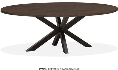 Maxfurn - Lynn - Ovale eettafel Lynn | Zeer krasvast | Kleur: Dark Almond | Afm. 180x102cm