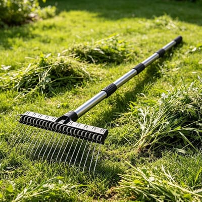 Tuingereedschap Hark - Bladhark Gazonhark - Gazon Onderhoud - Verstelbare Steel - 41.5 cm Breed - Zilver