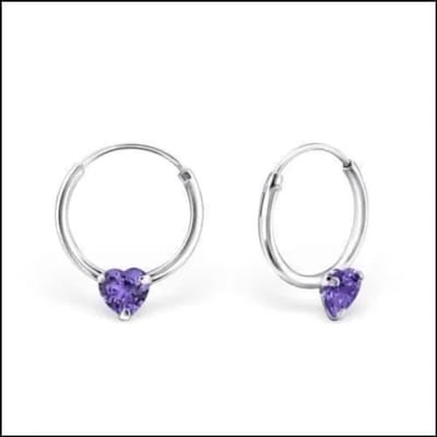 Aramat Jewels | Oorringen | 925 Zilveren Oorringen Ronde Zirkonia 10mm - Sprankelende Hoepels | Paars | |2mm | Zilver | Kinderen | Verkleurd niet