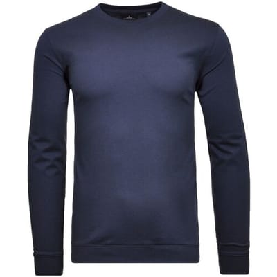 Ragman T-Shirt Uni Color Round Neck Long Sleeve Bottom Rib Donker Blauw / male
