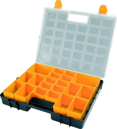 Opbergkoffer met inzetbakjes - kunststof assortimentskoffer met deksel - koffer voor pluggen en schroeven