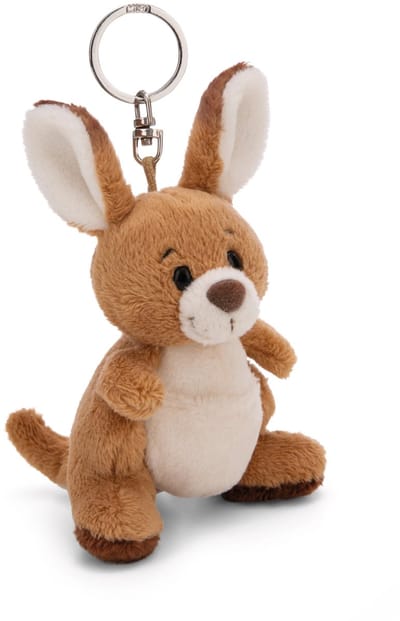 Sleutelhanger Kangoeroe Kelly 10cm bruin - Pluche knuffelhanger met sleutelhanger voor lanyard, sleutelhanger en sleutelhanger