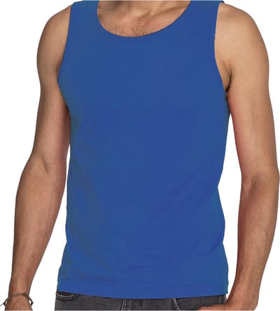 Fruit of the Loom Tanktop - blauw - katoen - hemdje - mouwloos t-shirt S