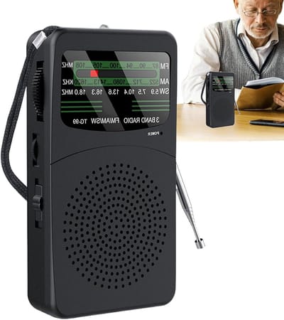 Draagbare Radio - Compacte Ontvanger - Buitenactiviteiten Noodgevallen - Geïntegreerde LED Lamp - 13 x 7 x 3.2 cm - Uniek