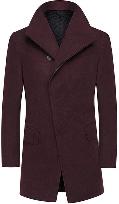 ALLTHEMEN Heren Lange Mantel Wollen Winterjas - Slim Fit Jas - S