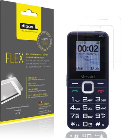 dipos – 2x Beschermfolie geschikt voor Masstel Izi 20 | 3D Full Cover Screenprotector | 100% Passend