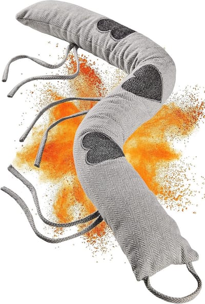 Famanu – Tochtstopper voor ramen en deuren tegen kou en tocht, universeel ontwerp, 90 cm, stof, grijs