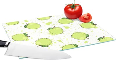 Glazen Snijplank - 28x20 - Waterverf - Appel - Groen - Patronen - Snijplanken Glas