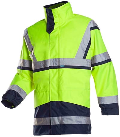 SIOEN POWELL 401A signalisatie regenparka met uitneembare softshell jas fluogeel/marine - Maat 3XL