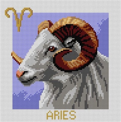 Voorbedrukt stramien om te borduren - ORCHIDEA - Sterrenbeeld Ram - 24 x 24 cm (ZONDER GARENS)
