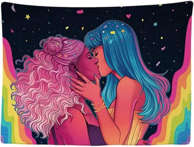 Wandkleed binnen - Wandtapijt - Vrouw - Liefde - Pride - Vlag - Regenboog - Muurkleed - Wanddoek Stof - 200 x 150 cm - Wanddecoratie - Wandhanger - Muurhanger - Fotobehang - Poster - Ulticool - Decoratie - Woonkamer - Slaapkamer