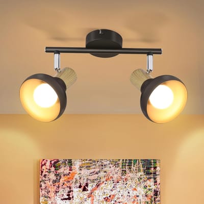 Glitzerlife - Plafondspot Plafondlamp - vintage industrieel retro - opbouwspots - 2xE14 fitting - draaibaar 350° en kantelbaar 90° - ijzer - Ø25,5cm - zwart