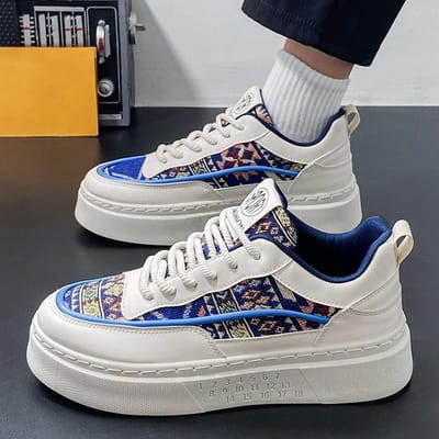 Nieuwe Designer Print Canvas Schoenen voor Heren Harajuku Stijl Blauwe Hoge Sneakers Heren Espadrilles Ademende Gevulkaniseerde Sneaker 39 gray