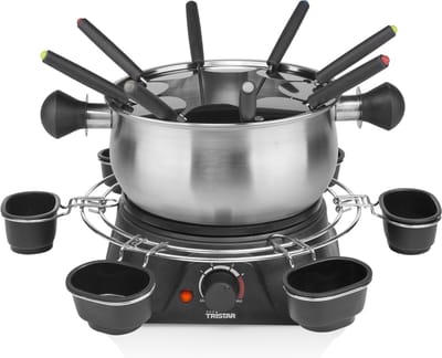 Tristar Fondueset Elektrisch FO-1109 - 1400W - 1,3L voor 8 personen - Incl bakjes, fonduering, vorkjes