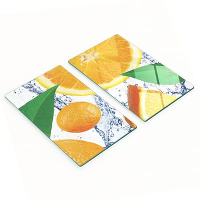 Multifunctionele decoratieve glazen snijplanken voor de keuken, oranje, 2x30x52 cm