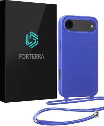 Hoesje Geschikt voor iPhone Air Case Siliconen Hoes Met Koord - Hoes Geschikt voor iPhone Air Met Telefoonkoord Hoesje Backcover - Felblauw