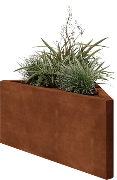 Cortenstaal plantenbak - Driehoek ongelijkzijdig - 83,9x46,4x40cm - Roestkleur - MySteel