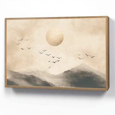 Wandlamp 90x60 cm - Oplaadbaar - Landschap - Japandi - vogel - Wandlampen binnen woonkamer - Slaapkamer lamp - Decoratieve nachtlamp - Vloerlamp draadloos