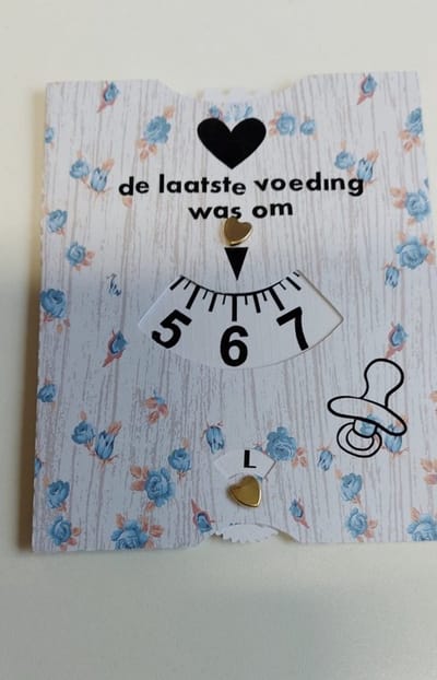 Voedingskaart gebloemd, Baby, Kraamcadeau, Babyshower, Cadeau, Voedingskaart
