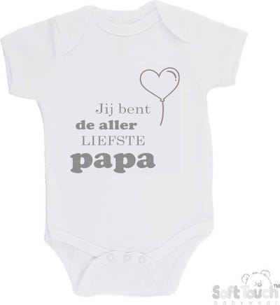 100% katoenen Romper "Jij bent de allerliefste papa" Unisex Katoen Wit/grijs Maat 62/68