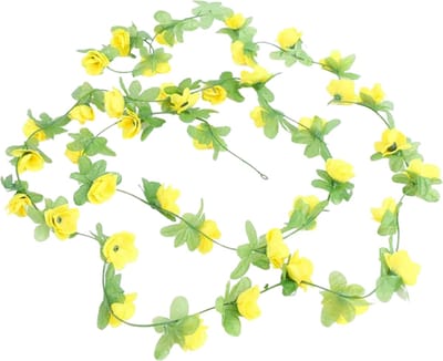 Bloemenslinger 42 Mini Bloemen - Geel - Kunstbloemen Slinger voor Decoratie - Bloemenslinger Fietsmand of Stuur - 230 CM - Kunst Kamer of Fiets Decoratie - Klimop Rozen